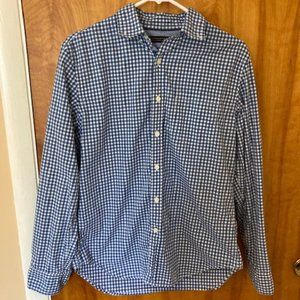 Blue and White Long Sleeve Button Up Shirt